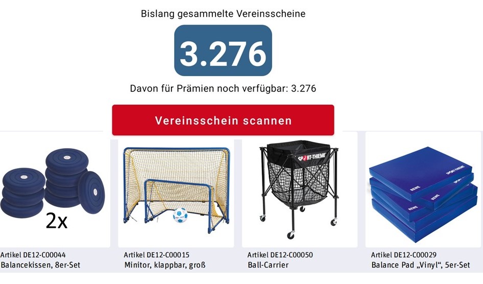 3.276 Rewe-Vereinsschein gesammelt – viele Prämien gesichert!